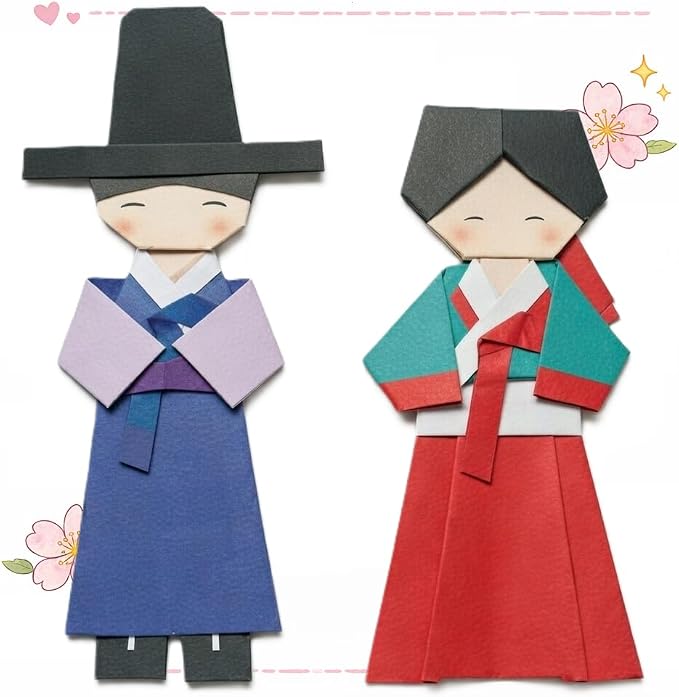 Korean Origami Kit: 16 Hanbok Types, 96 Sheets with English Instructions