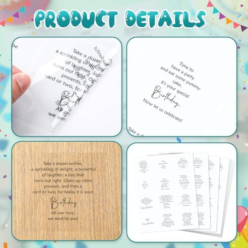 Watersay 240 Pcs Happy Birthday Peelable Stickers for Card Making Embellishments Selection Peelable Stickers for Adults Verses and Sentiments DIY Card Making Decoration, 4 x 3.5 Inches