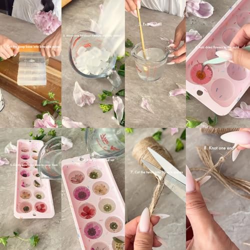 2Pcs Silicone Grape Soaps Mold Dried Pressed Flowers Soap Making Kit Exquisite Mold for Handmade Soap Making Gift (Without Soaps)