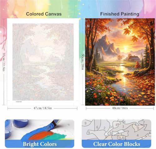bleihum Landscape Autumn Paint by Numbers Kit for Adults 16x20inch