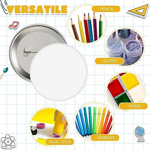 XunYee 40 Pcs Blank White Button Pins 2.25 Inch/58 mm, DIY Craft Button Making Kit for Back to School Supplies, Classroom Activities, Student Crafts, DIY Badge Projects