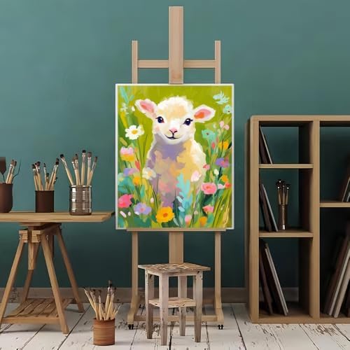 Natuyalo Paint by Numbers Kit for Adults, Sheep Paint By Number Kits for Beginner Animals Acrylic Painting Kit Adults' Paint-by-Number Kits for Gift Home Wall Decor 16x20 inch
