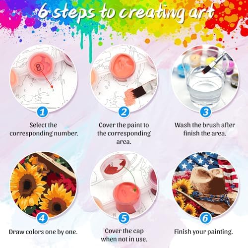 Yunnuo Paint by Numbers Kit for Adults American Flag,16x20 inch