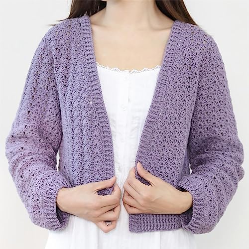 Fine Weight Knitted and Crocheted Cotton Yarn, 100% Long Staple Cotton Yarn, Baby Sports, 2 Packages of 100g/3.52oz (Per Skein 50g/162yards)-Twilight Purple