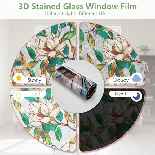Kromapolis Window Privacy Film, Stained Glass Sticker, 23.6" x 157.4"