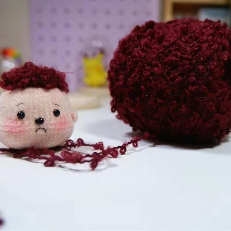 50g Soft Plush Wool Acrylic Fancy Loop Yarn for Doll Hair Making,A5