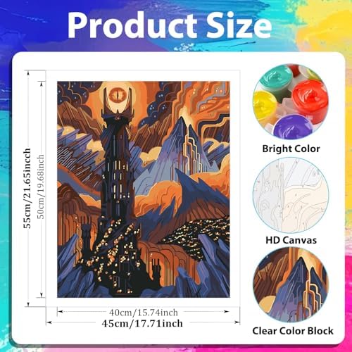 xcemhil Landscape Paint by Numbers Kit for Adults, Paint by Numbers for Adults Landscape, Adult Paint by Numbers Kits for Gifts and Home Wall Decor 16x20 Inch