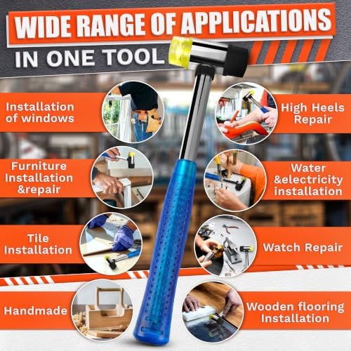 Small Blue Rubber Mallet Hammer 25mm, Double Faced Non Marring Head