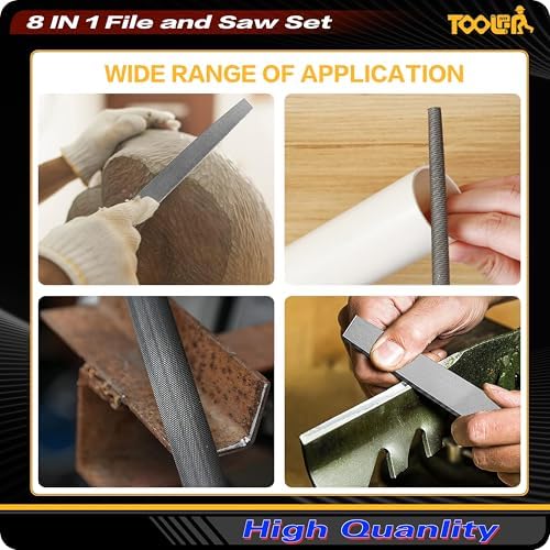 TOOLAN: File Set, File & Saw Set. metal file,metal files tools for steel,Professional Steel File Triangle/Flat/Half-Round/Round Files for MetalWoodPlastic,Woodworking, Blade Quick Change Mechanism