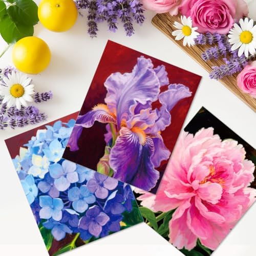 12pcs Pre Drawn Canvas to Paint for Adults, Pre Printed Canvas 8 X 10 Inch, Painting Kits for Adults Home Decor, Ladies Night Party Game, Ready to Paint for Beginners (Flower Close-up)