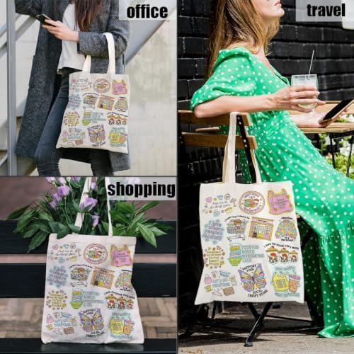 Canvas Tote Bag Gifts for Women Music Dance Sewing Lovers, Double-Sided Print Bags