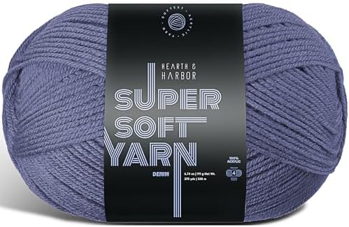 Acrylic Yarn for Crocheting & Knitting – Soft Crochet Yarn for Crocheting, 370 Yards, Perfect for Crafts & Amigurumi, Medium Worsted Weight 4, Denim