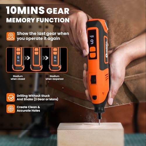 HARDELL 12V Cordless Rotary Tool,35000RPM Digital Display Power Rotary Tool