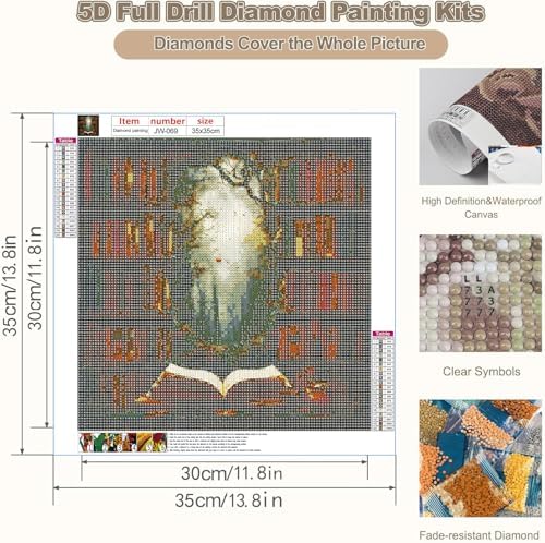 Retro bookshelf Diamond Art Kits for Adults, Diamond Painting Kit for Beginners, Round 5D DIY Diamond Dots art,Full Drill Painting Kit Art and Crafts for Adults Home Wall Decor【13.8x13.8inch】