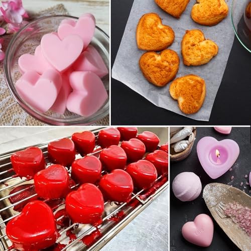 Silicone Heart Molds, 4 PCS Heart Shaped Soap Molds Love Chocolate Molds Silicone Molds for Soap Making Candy Cake Candle Wedding Valentine's Gift