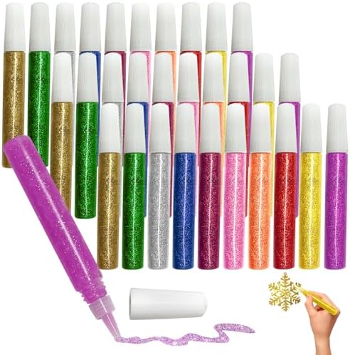 Mesen 30 Pack - Non-Toxic Washable Glitter Glue Stick Set, DIY Arts & Crafts Glitter Pens, Glitter Glue Gel Pens for Art Projects, Grad Caps Assorted Colors Glue Stick, Decorating Supplies