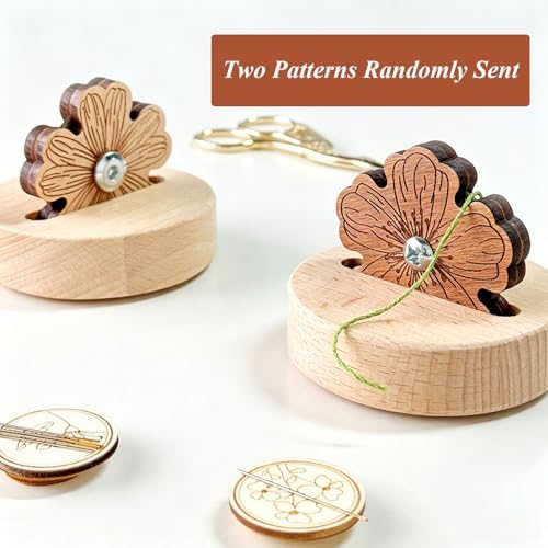 Thread Cutter Blade Tool for Sewing with Flower Shape Solid Wooden Sewing Tools (1 Piece)