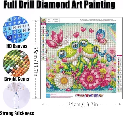 Frog Diamond Painting Kits for Adults-Butterfly Diamond Art 14x14inch