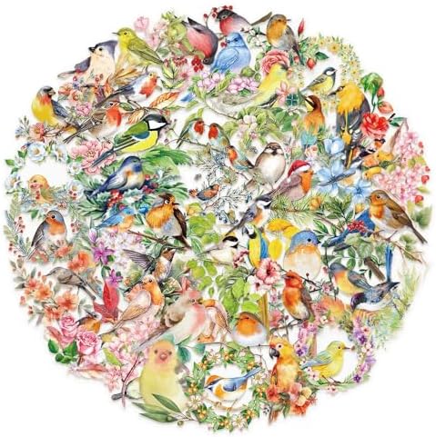 50Pcs Vintage Stickers,Waterproof Transparent PET Aesthetic Decorative Sticker Scrapbooking Supplies for Adult Card Making Letters Planner Journaling Junk Journal DIY Water Bottles Art Craft,Bird