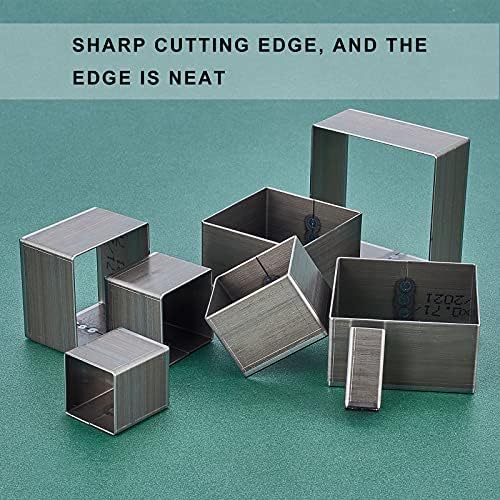 PandaHall 8pcs Die Punch Cutter, 10.5-51mm Hollow Punching Tool High Carbon Steel Die Cutter Square Leather Cutting Die for Leather Crafts