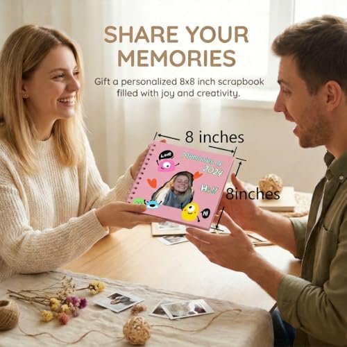 Scrapbook Album 8x8 Inches 40 Pages Hardcover Kraft Paper Pink