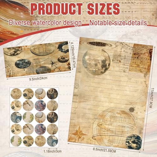 TaoBary 160 Pcs Space Moon Celestial Stationery Paper and Envelopes Set