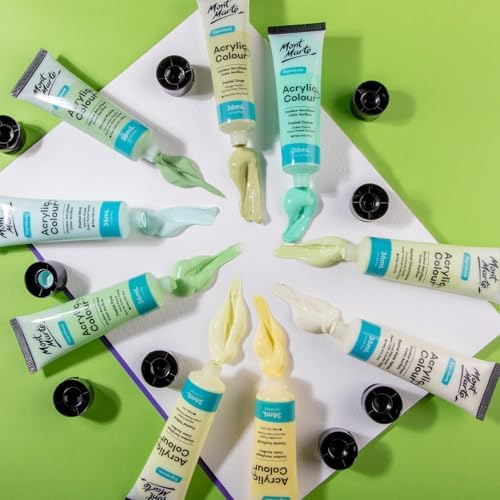 Mont Marte Acrylic Colour Pastel Paint Set Signature 24pc x 36ml (1.2 US fl.oz), Creamy Pastel Acrylic Paint Set, Good Coverage, Semi-Matte Finish, Ideal For Most Art and Craft Surfaces.