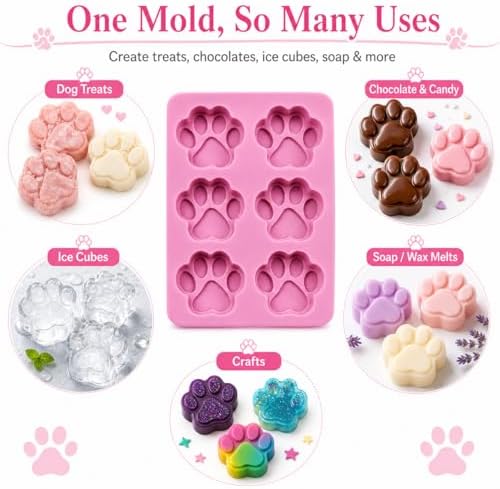Set of 3 Pack X Silicone Dog Pet Animal Paw Print Ice Cube Chocolate Soap Candle Tray Mold Party Maker