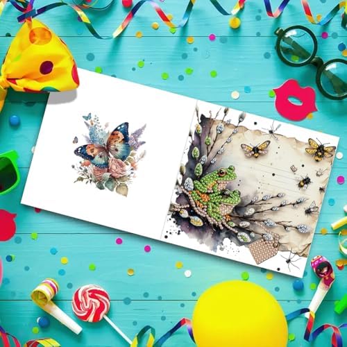 Diamond Art Cards with Envelopes–6PCS DIY Diamond Painting Greeting Cards Kit | Card Making Kit with Bling for Adults & Beginners | Birthday,Holiday & Thank You Cards (Insect Butterfly)