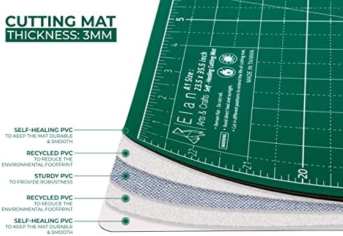 Elan Cutting Mat A2 Green, Self Healing Cutting Mat 18x24 Inch, 5-Ply Craft Board Green, Hobby Board for Crafts 18x24 Inch