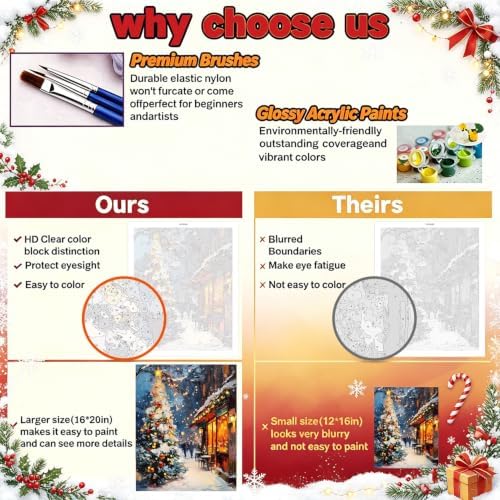 ICYANART Christmas Paint by Numbers Kit for Adults Beginner 16x20Inch