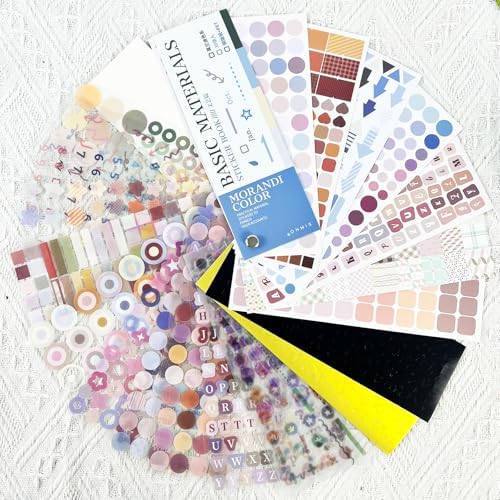 Prstincol Cute Sticker Book，30 Sheets Glitter Aesthetic Decorative Stickers for Scrapbooking,Stars Heart Letter Glitter Self-Adhesive Stickers for Photocards, Journal,scrapbook（Lightly Salted）