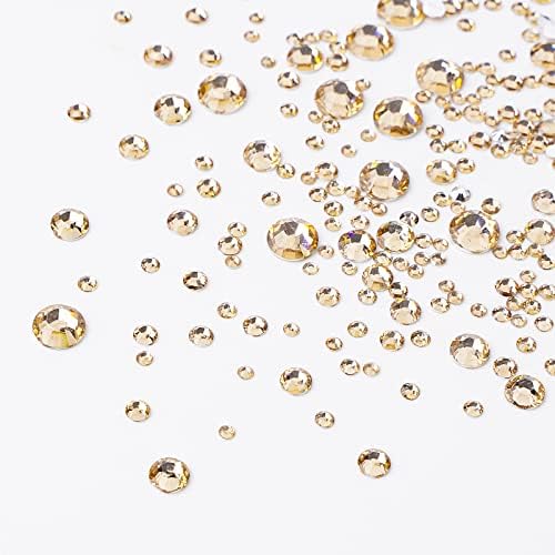 Canvalite 2784Pcs Champagne Rhinestones Flat Back Gems, Nail Rhinestones Gems with Jewelry Glues Pick Up Tweezers and Rhinestone Picker Dotting Pen, Nail Art Tools for Nails, Clothes, Face, Craft