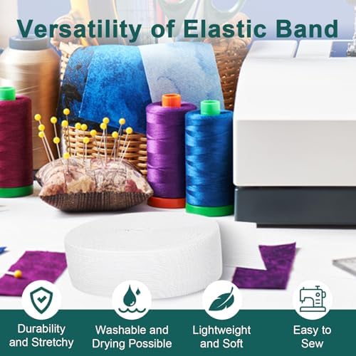 Airisoer Elastic Bands for Sewing 1.5 Inch x 32 Yards, White