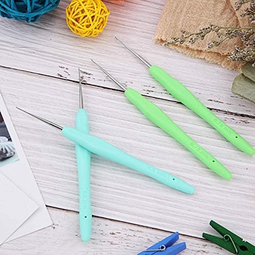 WILLBOND 4 Pcs Dreadlock Crochet Hooks, 0.5 mm 0.75 mm, Green, Mint Green