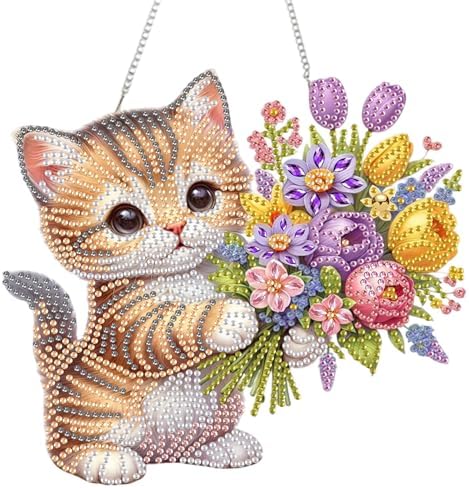 AIBOERL Diamond Art Kits for Adults, Cat Acrylic Hanging Suncatcher