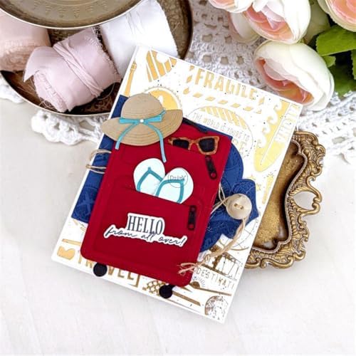 Patchwork Travel Suitcase Metal Cutting Dies for Card Making