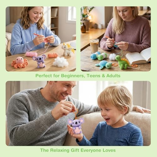 Avenir Crochet Kit for Beginners, Koala Animal Keychain Craft Set