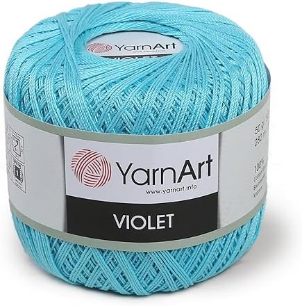 Yarn Art 1 Skein YarnArt Violet,100 Mercerized Cotton Yarn Threads Crochet Lace Hand Knitting Yarn Embroidery Arts Crafts (Blue 5353)
