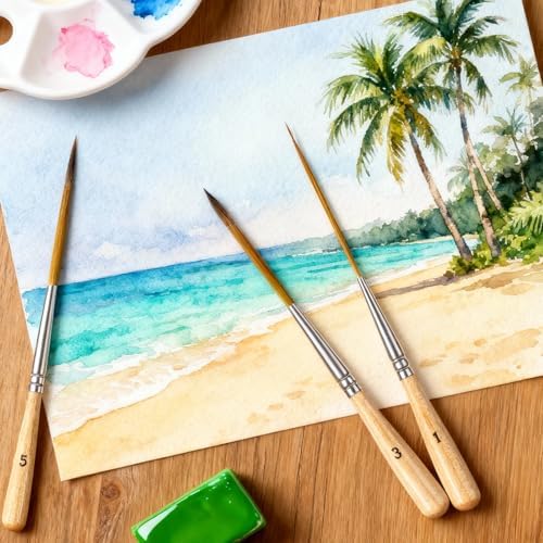 3 Pcs Rigger Liner Brushes Scroll Pinstriping Brush Extra Long Liner Brushes Fine Tip Paint Brush Set for Filling Corners Marking Outlining Creating Edge Borders Watercolor Acrylic Detail Painting