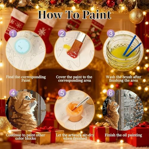 Axquilon 3 Packs Christmas Framed Paint by Numbers Kit for Adults 8x10in