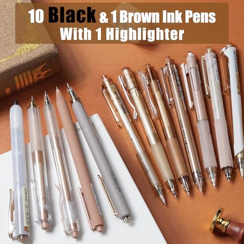 Four Candies Brown Pens, Black Gel Ink, Moor - 12ct, 0.5mm Fine Point
