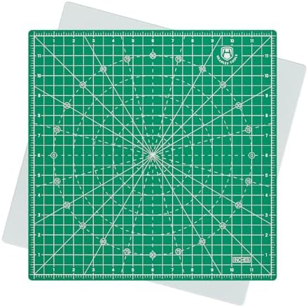 Headley Tools 12"x12" Rotating Cutting Mat, Self Healing Mat with 360-Degree Rotation & Anti-Slip Base, Sewing Board Cutting Mat Perfect for Fabric Quilting Leather Hobby Project, Green