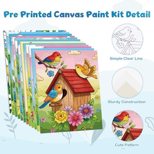 Louise Maelys 12 Pack Pre Drawn Canvas for Painting for Kids,8x10 Inch