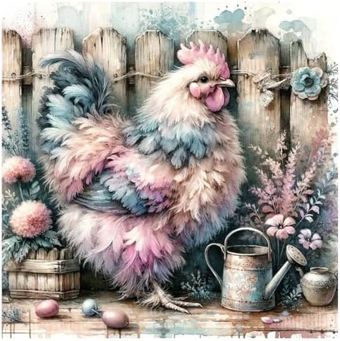 Chicken Diamond Art Kits for Adults, Diamond Painting Kits 14x14 Inch | Diamond Painting Kits for Adults Beginners, Gem Art, 5D Full Drill, DIY Arts and Crafts for Gift Home or Decor