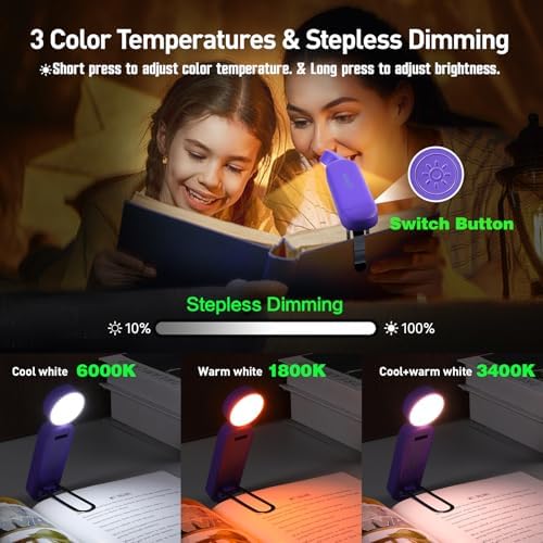 VAVOFO USB Rechargeable Book Light, Bookmark Clip on LED Reading Light