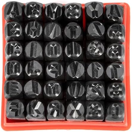 NEIKO 02624 Number and Letter Punch Set with Heat-Treated Steel Punches for Imprinting and Arts and Crafts, 1/4-Inch Shaft, 36-Piece Stamp Set