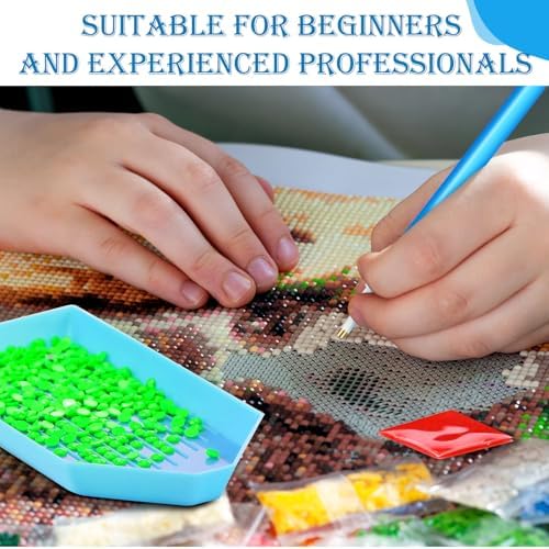 Affrolling 90 Pcs Diamond Art Tools, Drill Pens Trays Glue Clay