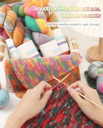 Katech 6 Pack Wool Yarn for Crocheting-Sock Yarn for Knitting Burnt Orange