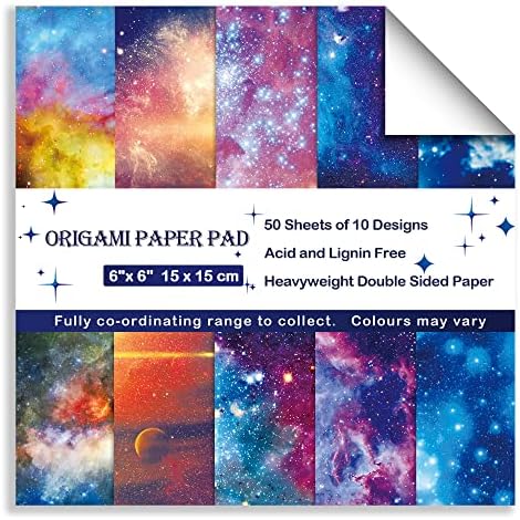 Origami Paper 6x6" Double Sided 50 Sheets 10 Colors Origami Kit,Craft Paper